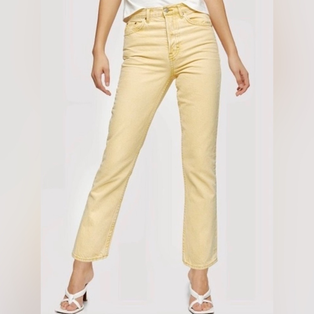 TOPSHOP Yellow Straight Leg Jeans